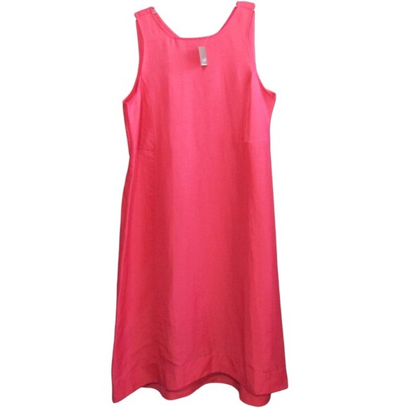 J Jill A-Line Linen Blend Midi Dress Womens L Strawberry Pink Sleeveless New Tag - Picture 1 of 10